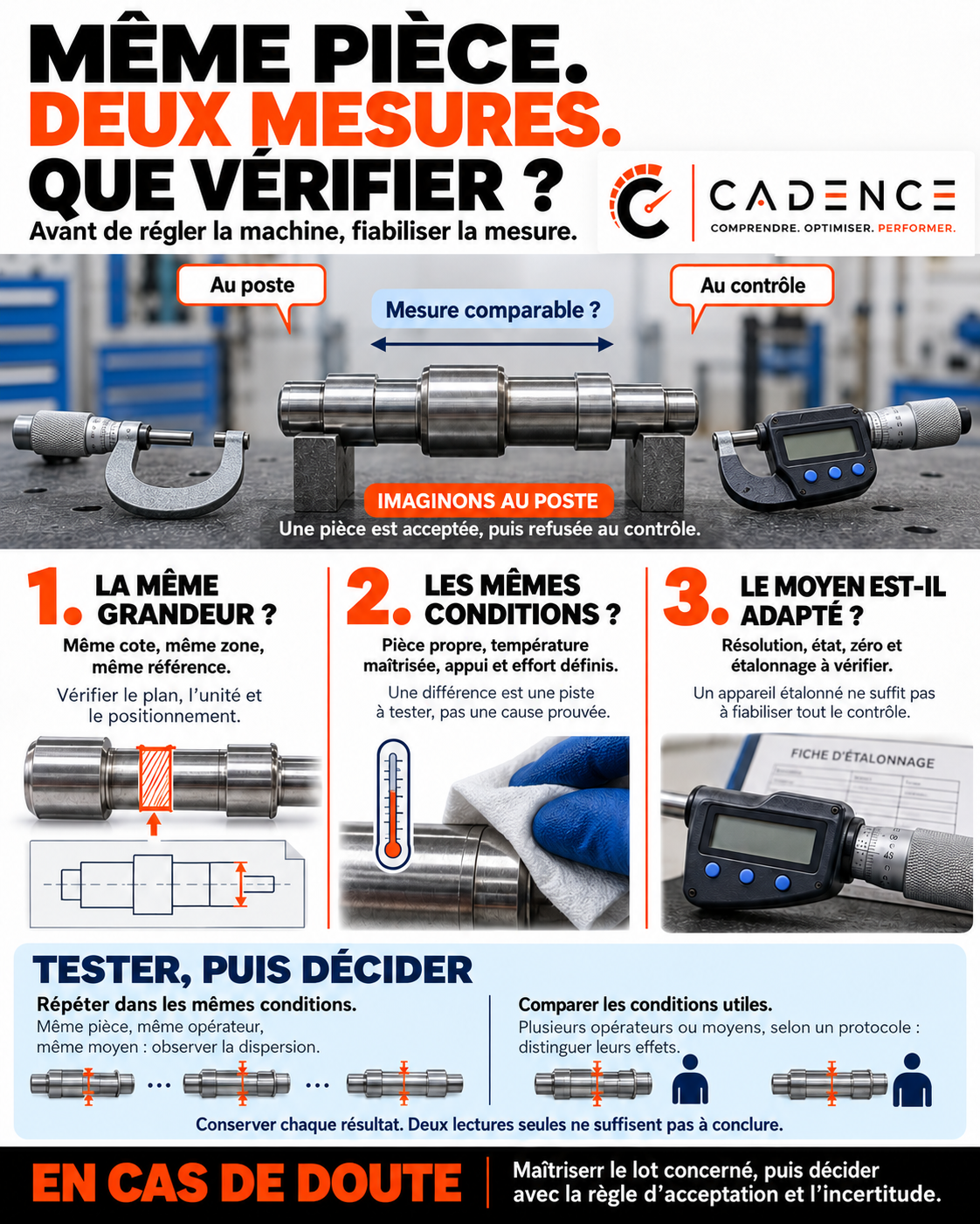 Même pièce, deux mesures : que vérifier ?