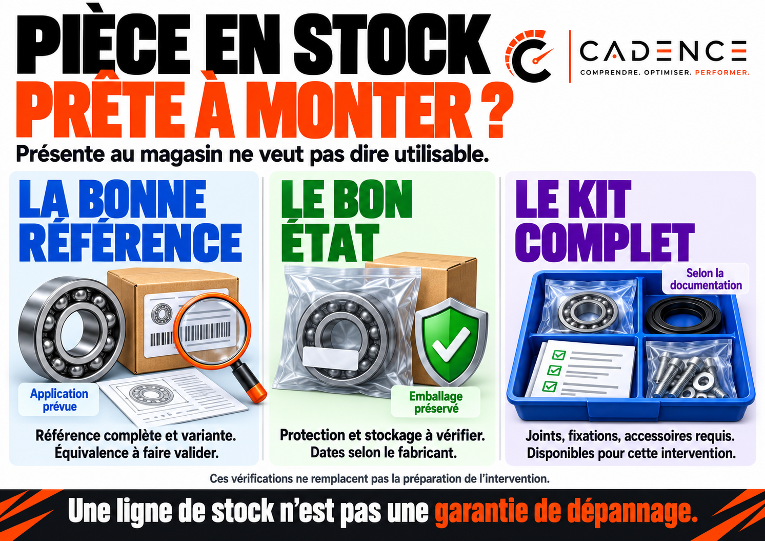 Pièce en stock : prête à monter ?